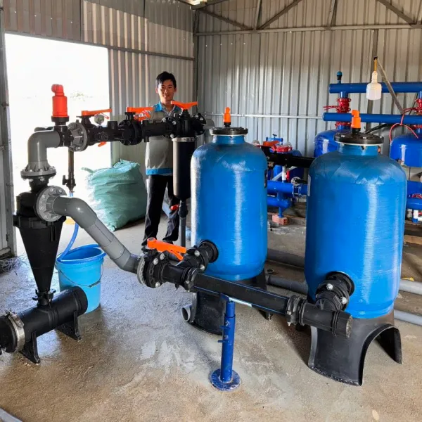 trạm lọc trung tâm tưới dưa lưới nhà kính
