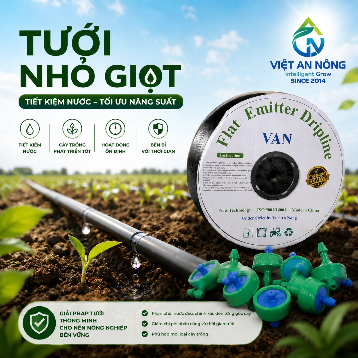Thiết Bị Tưới Tự Động & Sản Phẩm Việt An Nông 1 Hệ thống thiết bị tưới nhỏ giọt nông nghiệp giúp tiết kiệm nước