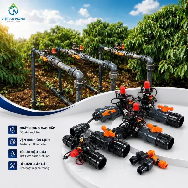 Thiết Bị Tưới Tự Động & Sản Phẩm Việt An Nông 7 Van điện từ và tủ điều khiển hệ thống tưới tự động thông minh