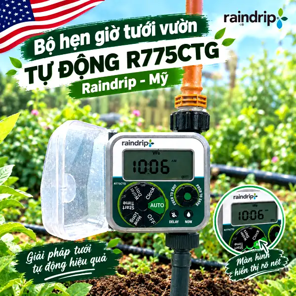 Bảng giá van tưới cây và thiết bị điều khiển tưới - Bộ hẹn giờ tự động Raindrip Mỹ