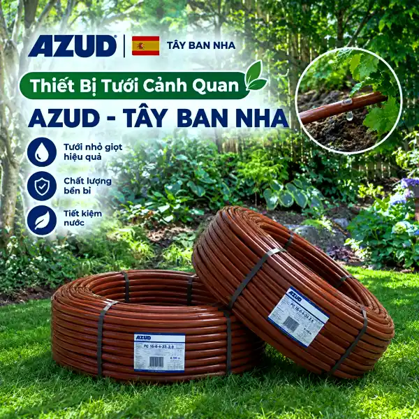 Bảng Giá Thiết Bị Tưới Cảnh Quan Mới Nhất 2026 - 2027 10 Bảng giá thiết bị tưới cảnh quan Azud Tây Ban Nha - Dây nhỏ giọt bù áp cảnh quan sân vườn