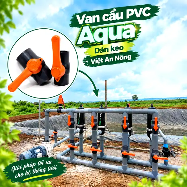 Bảng giá van tưới cây - Van cầu khóa nước cơ uPVC AQUA tay gạt đúc dày