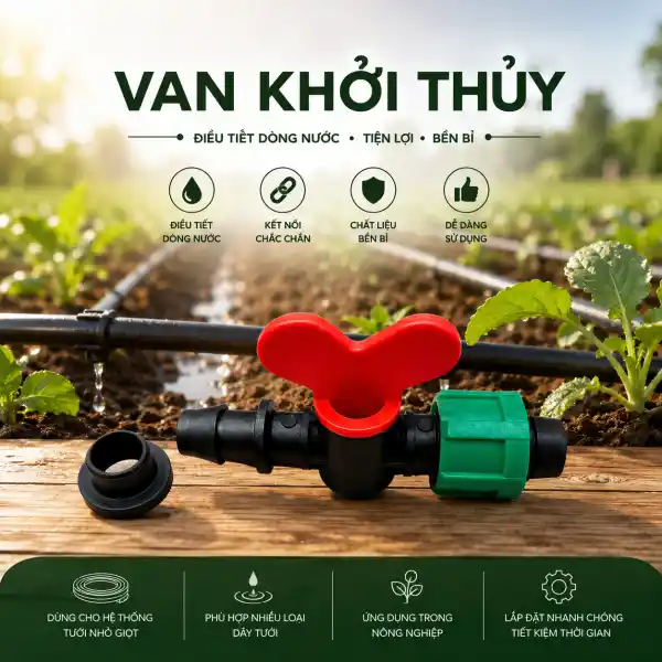 Bảng Giá Tưới Nhỏ Giọt Nông Nghiệp Mới Nhất 2026 - 2027 7 Van khởi thủy ống dẹp 16mm Percent - Bảng giá tưới nhỏ giọt