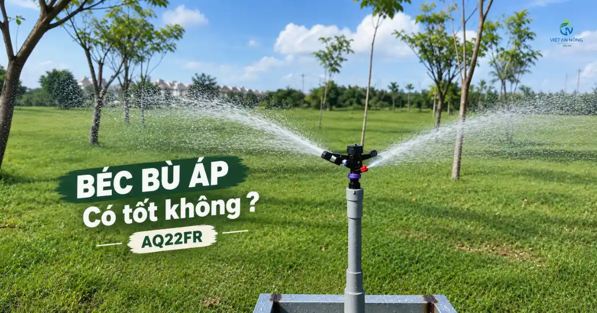 Béc bù áp có tốt không? Số đo 3 cỡ đầu phun và lượng nước dư mỗi lần tưới 1 Béc bù áp có tốt không: béc bù áp AQ22FR lắp ngoài rẫy