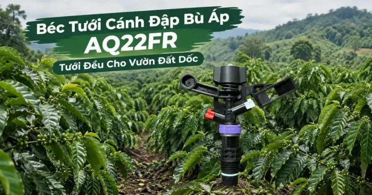 Béc tưới cánh đập bù áp AQ22FR chuyên tưới rẫy cà phê đất dốc